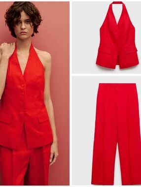 MANGO Linen Vest/ Pants Set